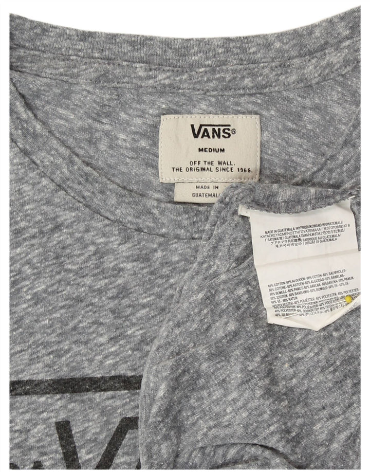 Vans Womens Graphic T-Shirt Top UK 14 Medium Grey Flecked Cotton
