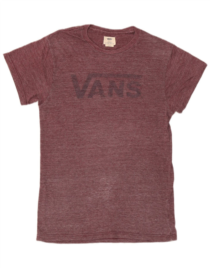 Vans Mens Graphic T-Shirt Top Small Burgundy Flecked