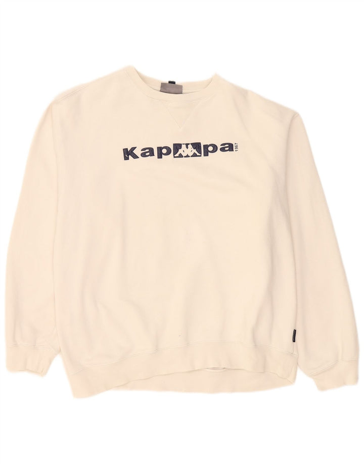 Kappa Herren Grafik-Sweatshirt-Pullover XL aus weißer Baumwolle