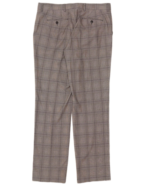 Pantaloni da abito dritti da uomo Zara EU 46 XL W36 L33 a quadri grigi