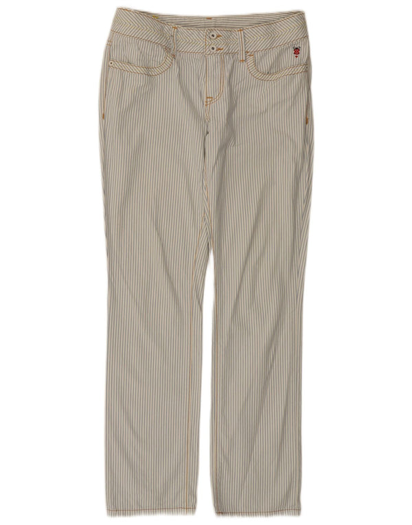 Playlife Womens Casual Trousers IT 42 Medium W32 L29 Blue Pinstripe