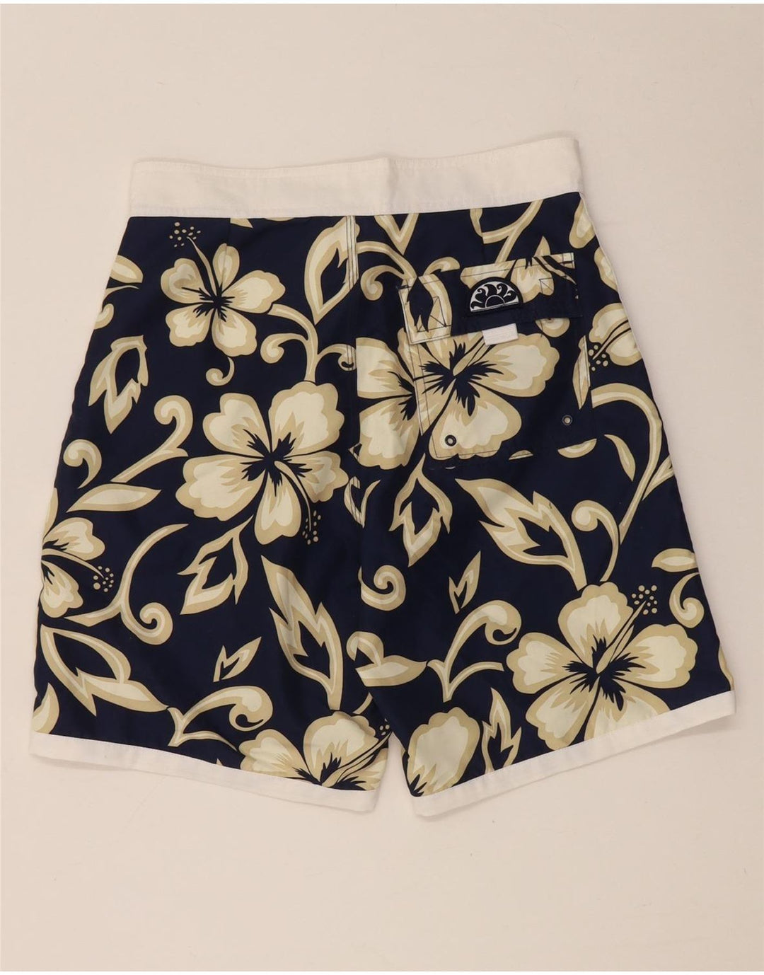 Sundek Mens Swimming Shorts Small  Navy Blue Floral Polyester