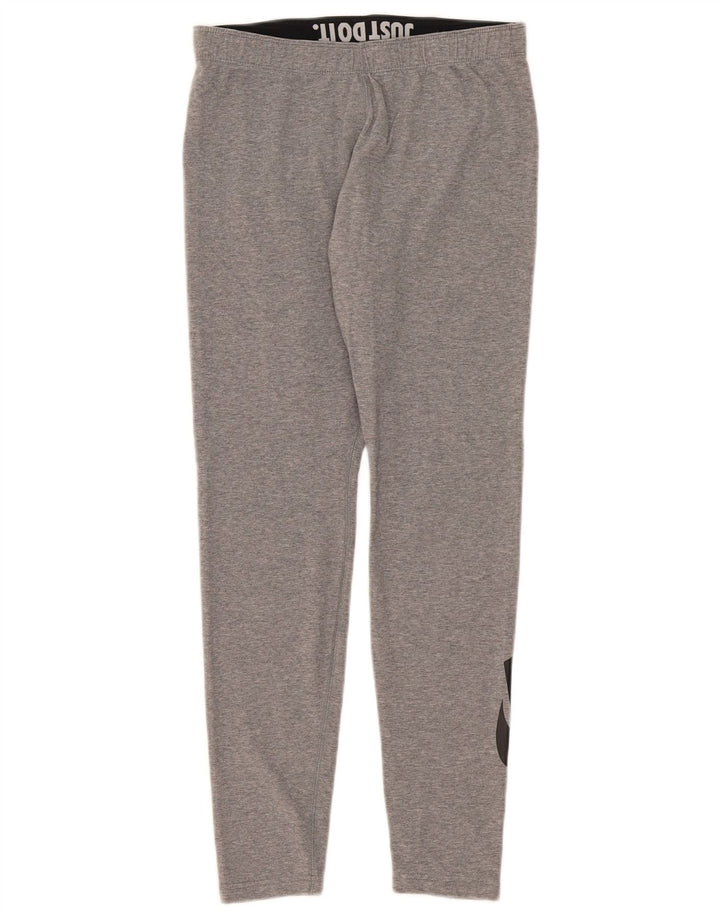 Nike Womens Graphic Leggings UK 14 Large Grey Cotton