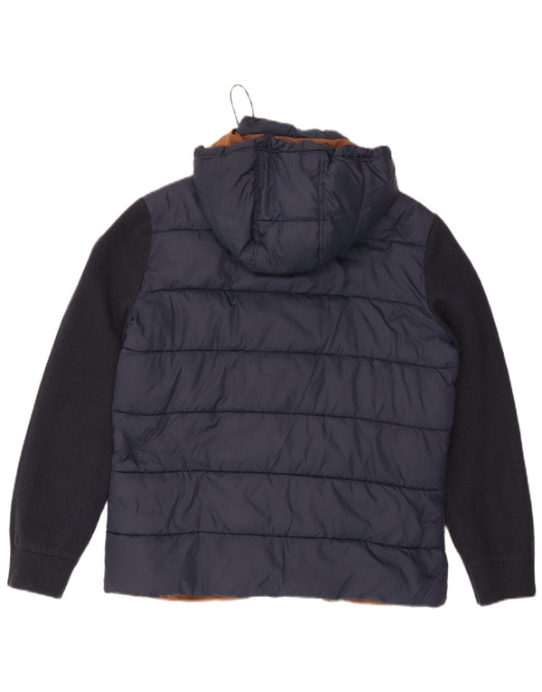 Ανδρικό μπουφάν Fynch Hatton με κουκούλα UK 38 Medium Navy Blue Colorblock