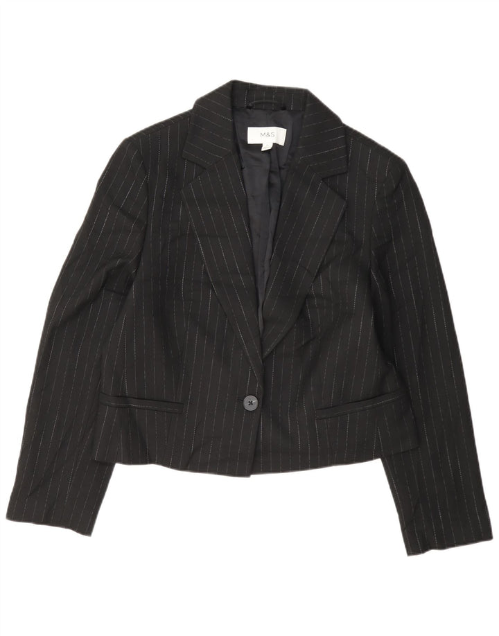 Giacca blazer a 1 bottone Marks & Spencer da donna UK 12 media a righe nere