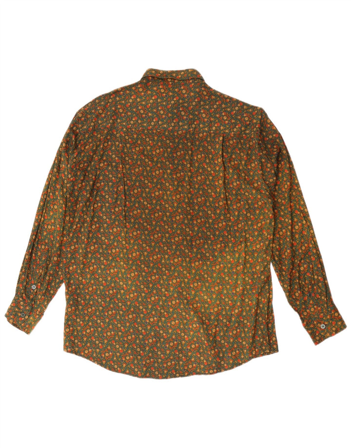VINTAGE herreskjorte stor kaki geometrisk viskose