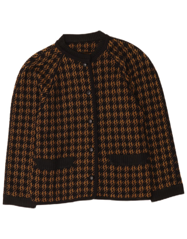 Vintage Womens Cardigan Sweater IT 46 Large Brown Houndstooth Wool