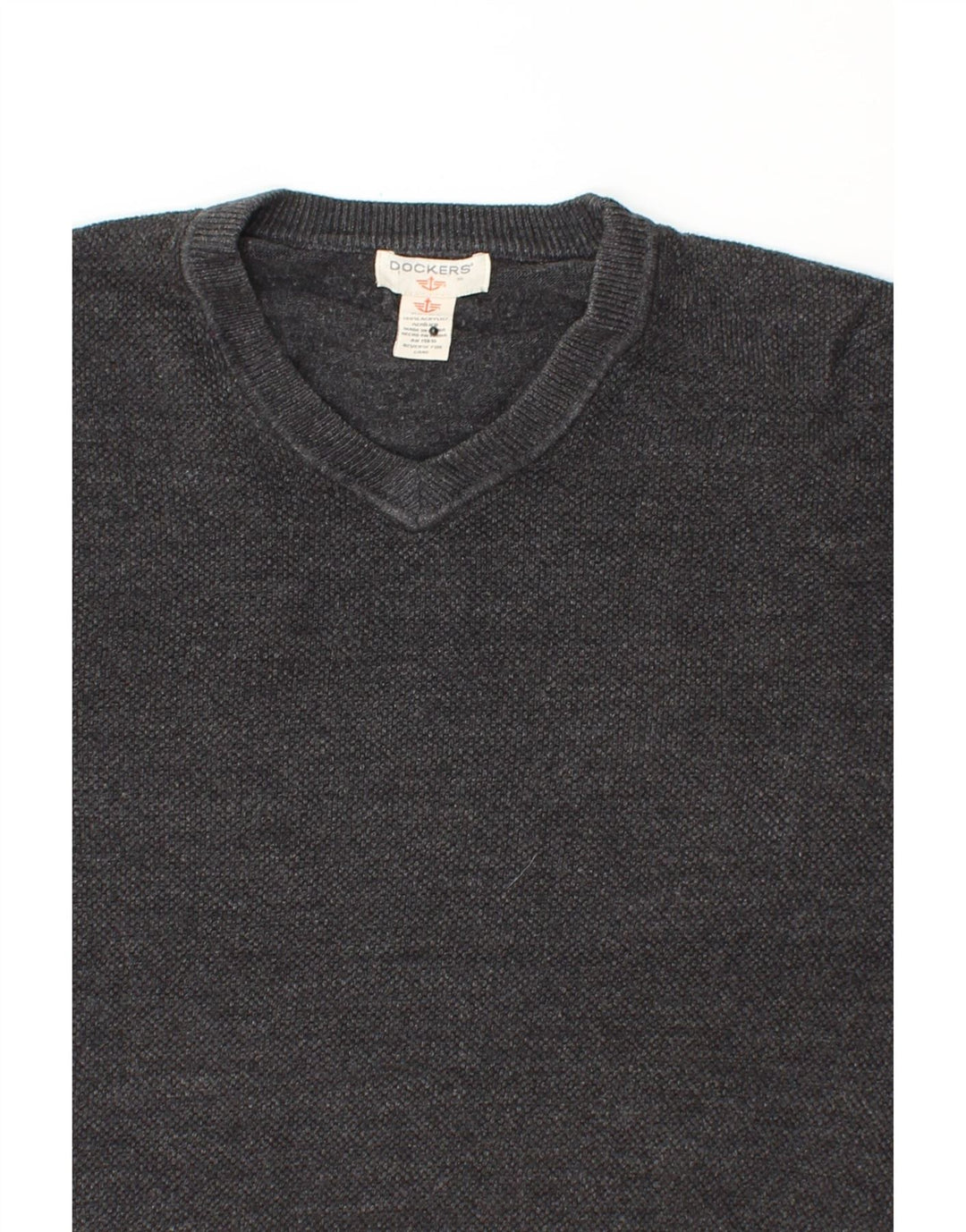 DOCKERS Mens V-Neck Jumper Sweater XL Grey Acrylic Vintage Dockers and Second-Hand Dockers from Messina Hembry 