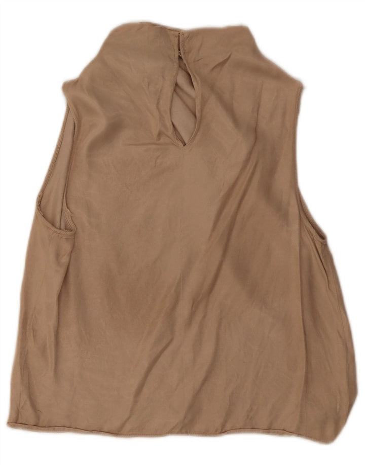 ZARA Womens Sleeveless Blouse Top UK 10 Small Beige Viscose