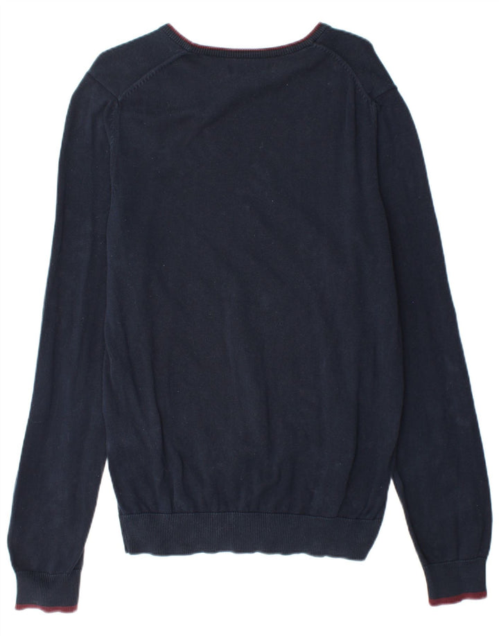BEN SHERMAN Mens Boat Neck Jumper Sweater Medium Navy Blue Cotton
