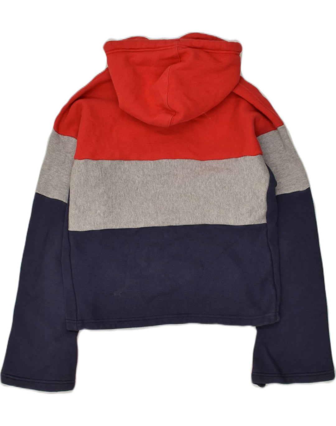 CHAMPION Womens Graphic Crop Hoodie Jumper UK 12 Medium Red Colourblock | Vintage Champion | Thrift | Second-Hand Champion | Used Clothing | Messina Hembry 