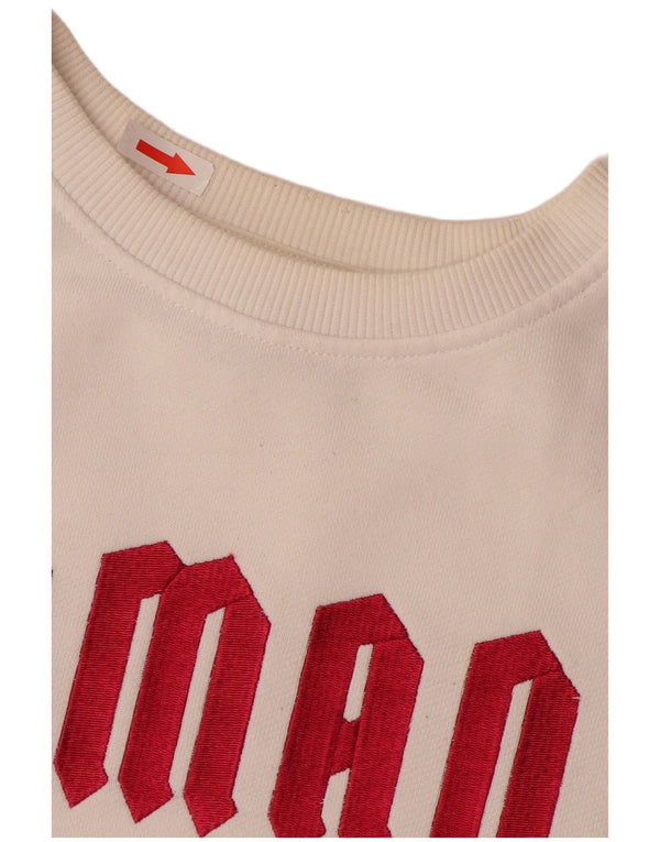 Armani Exchange Womens Graphic Sweatshirt Jumper UK 14 Medium White Cotton