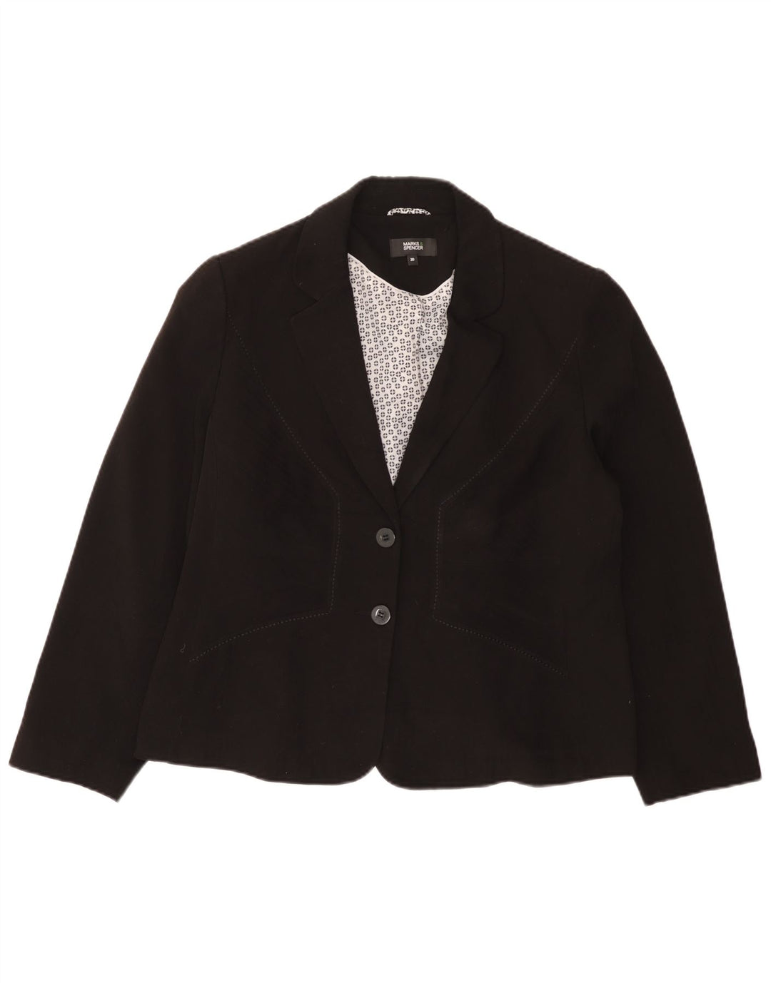 Marks & Spencer Womens 2 Button Blazer Jacket UK 20 2XL Black Polyester