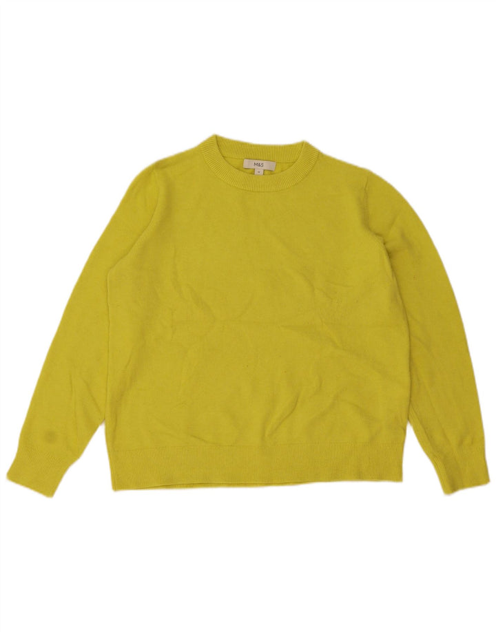 Marks & Spencer Womens Boat Neck Jumper Sweater UK 14 Medium Yellow