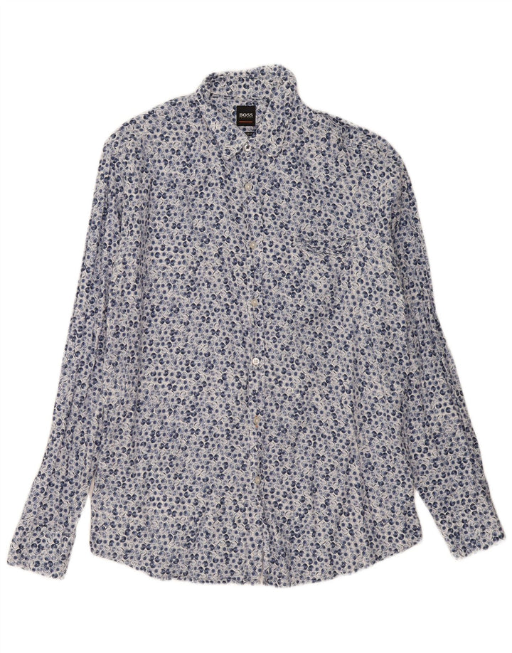 Cămașă pentru bărbați Hugo Boss Regular Fit Large Blue Geometric