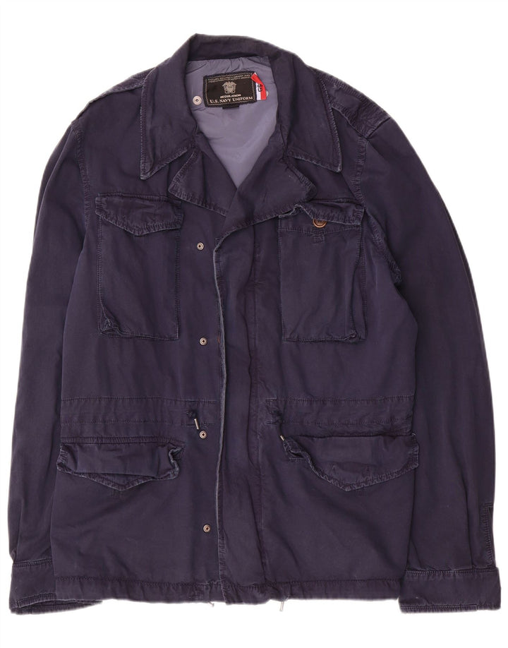 Vintage Mens Utility Jacket UK 42 XL Navy Blue Nylon