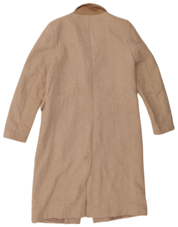 Sobretudo feminino Marks & Spencer UK 12 poliéster espinha de peixe bege médio