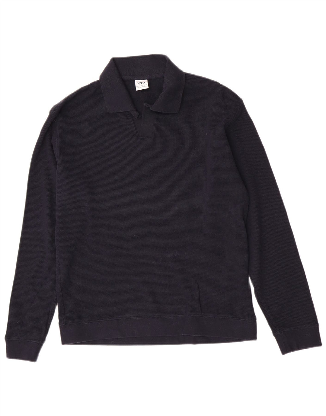 Zara Mens Polo Neck Jumper Sweater Small Navy Blue