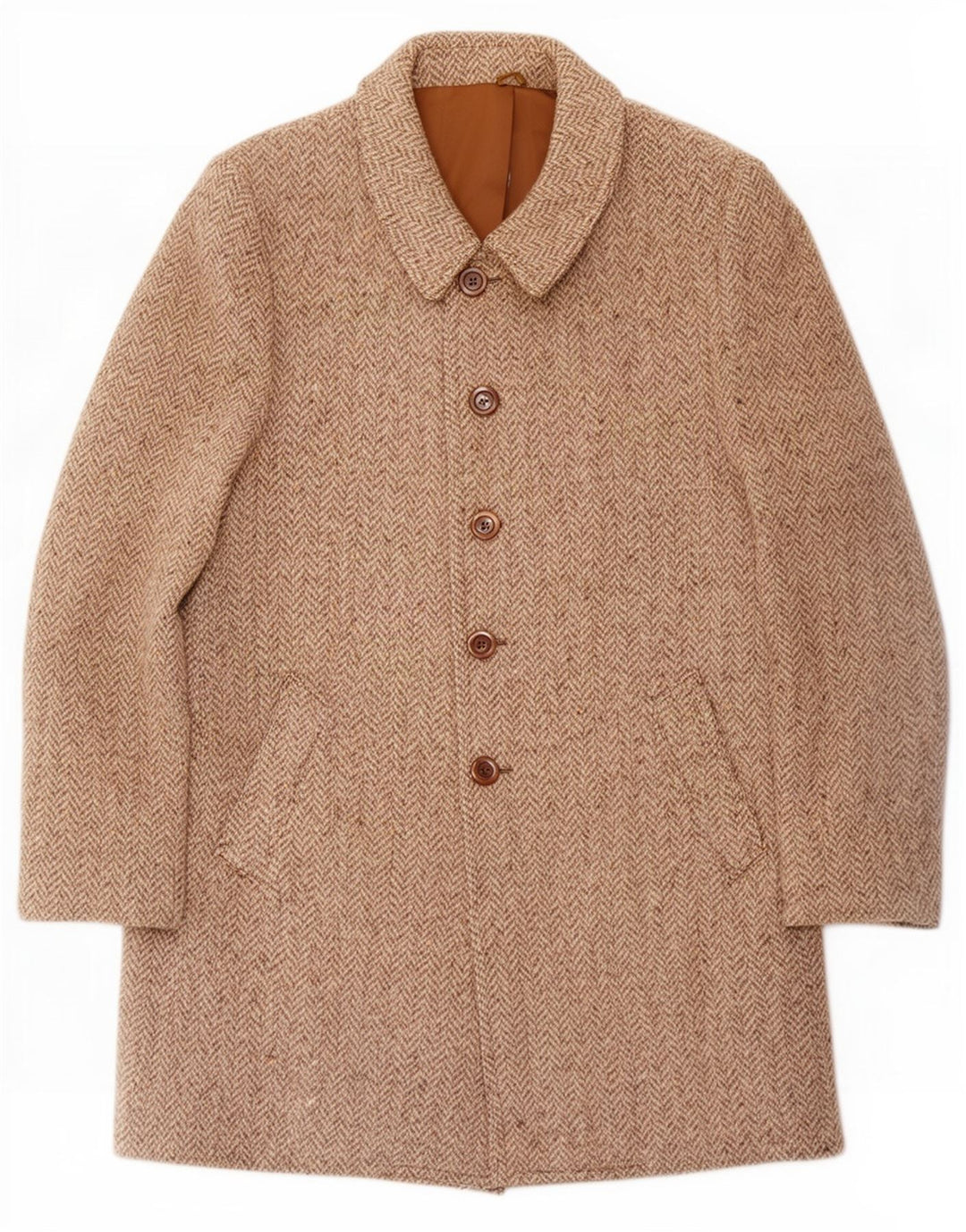 Vintage hombres abrigo Reino Unido 36 pequeña espiga beige