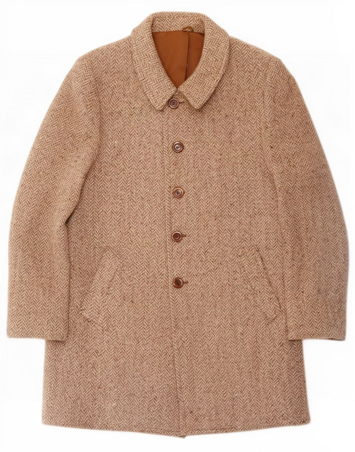 Vintage hombres abrigo Reino Unido 36 pequeña espiga beige