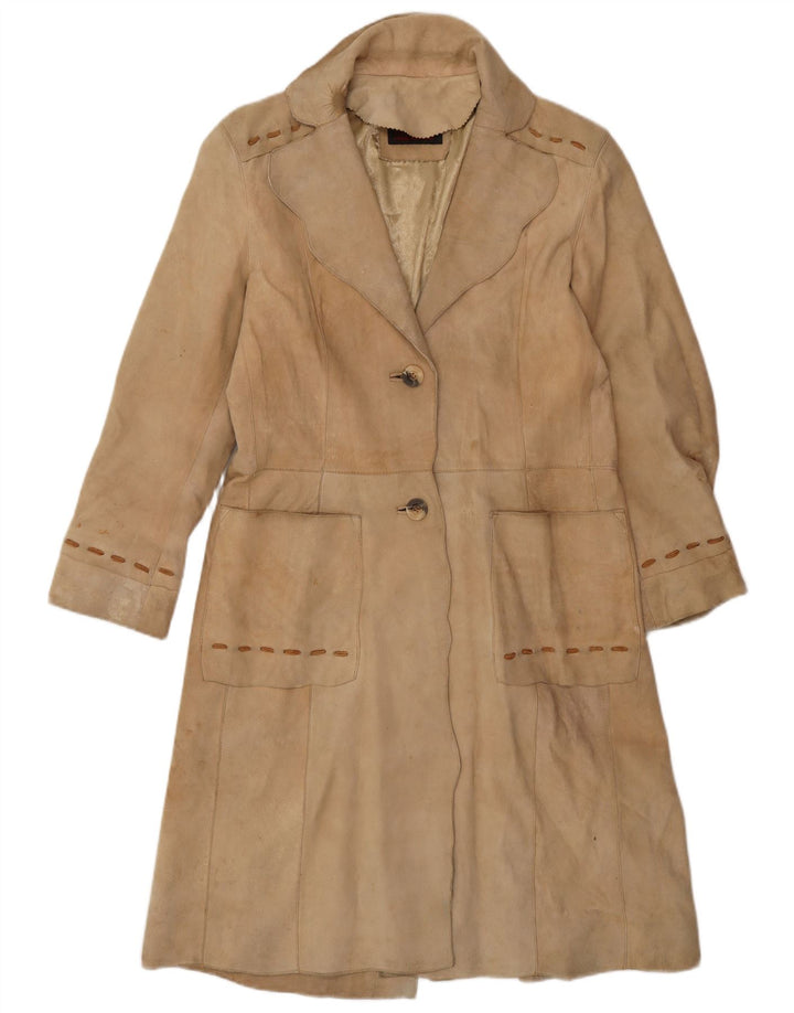 Vintage dame ruskindsfrakke UK 12 medium beige læder