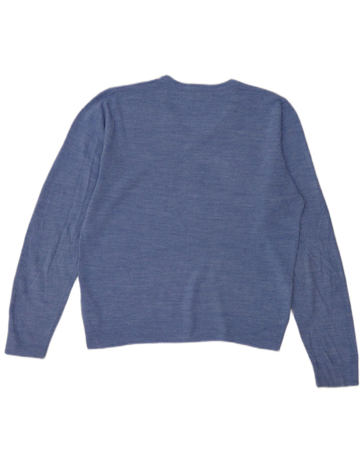 Marks & Spencer Herren-Pullover mit V-Ausschnitt, reguläre Passform, mittelblaues Acryl