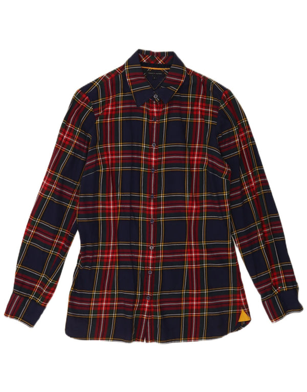 Tommy Hilfiger Womens Flannel Shirt US 8 Medium Navy Blue Check Cotton
