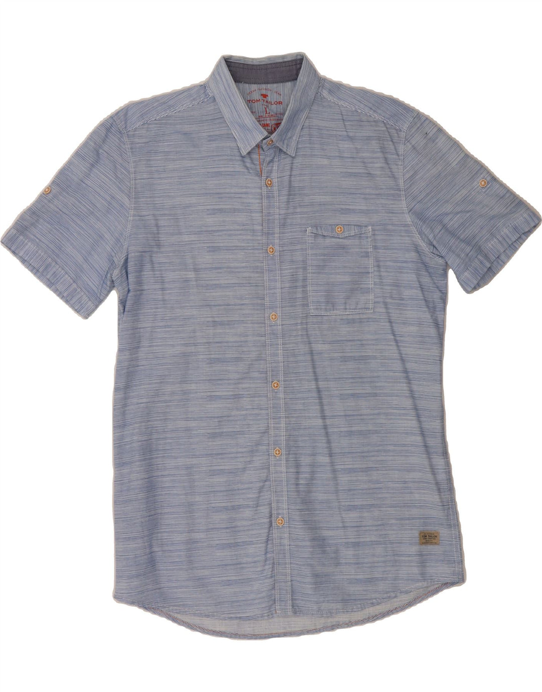 TOM TAILOR Mens Short Sleeve Shirt Large Blue Striped Cotton Vintage Tom Tailor and Second-Hand Tom Tailor from Messina Hembry 