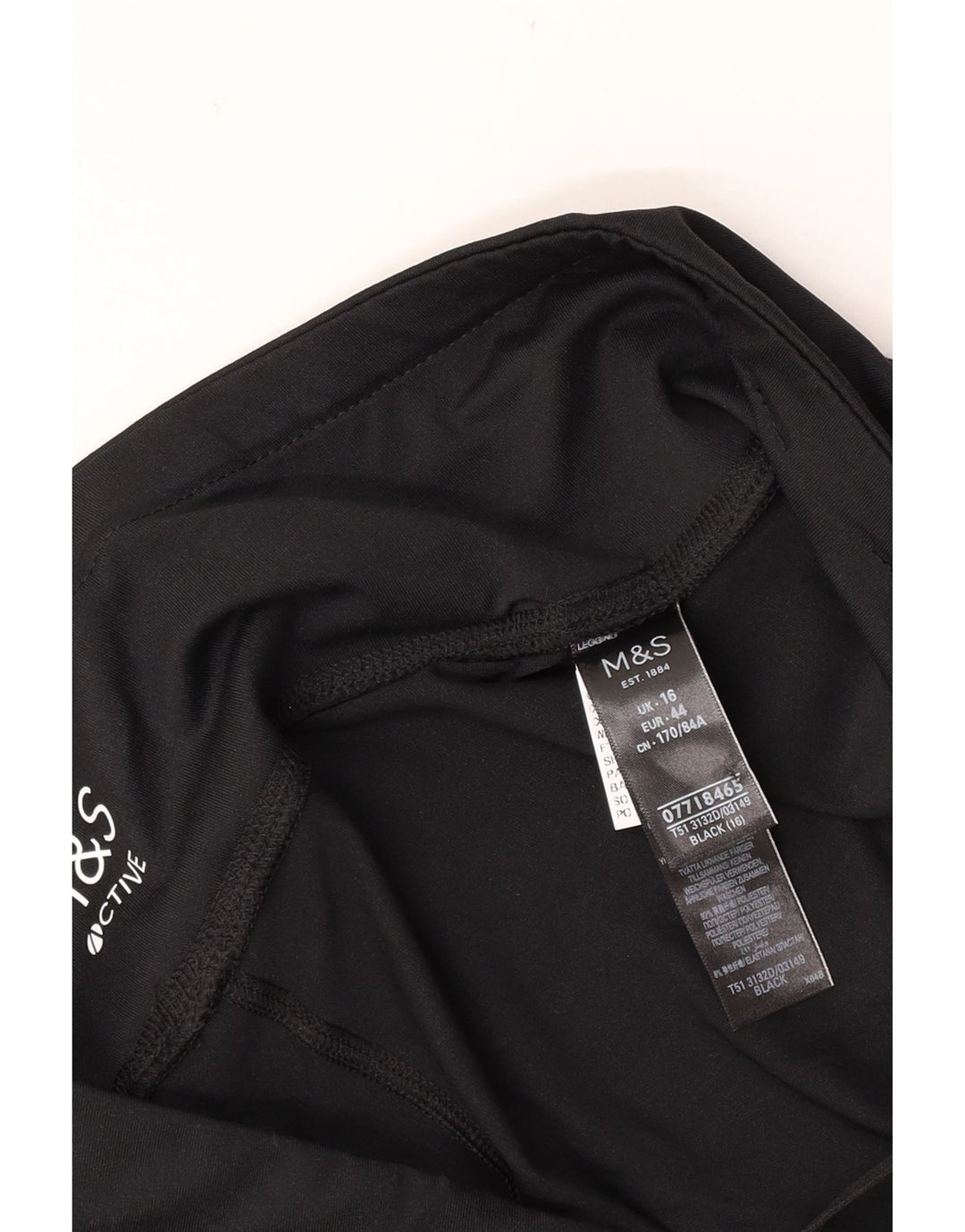 Marks & Spencer Dame Capri Leggings UK 16 Large Black Polyester