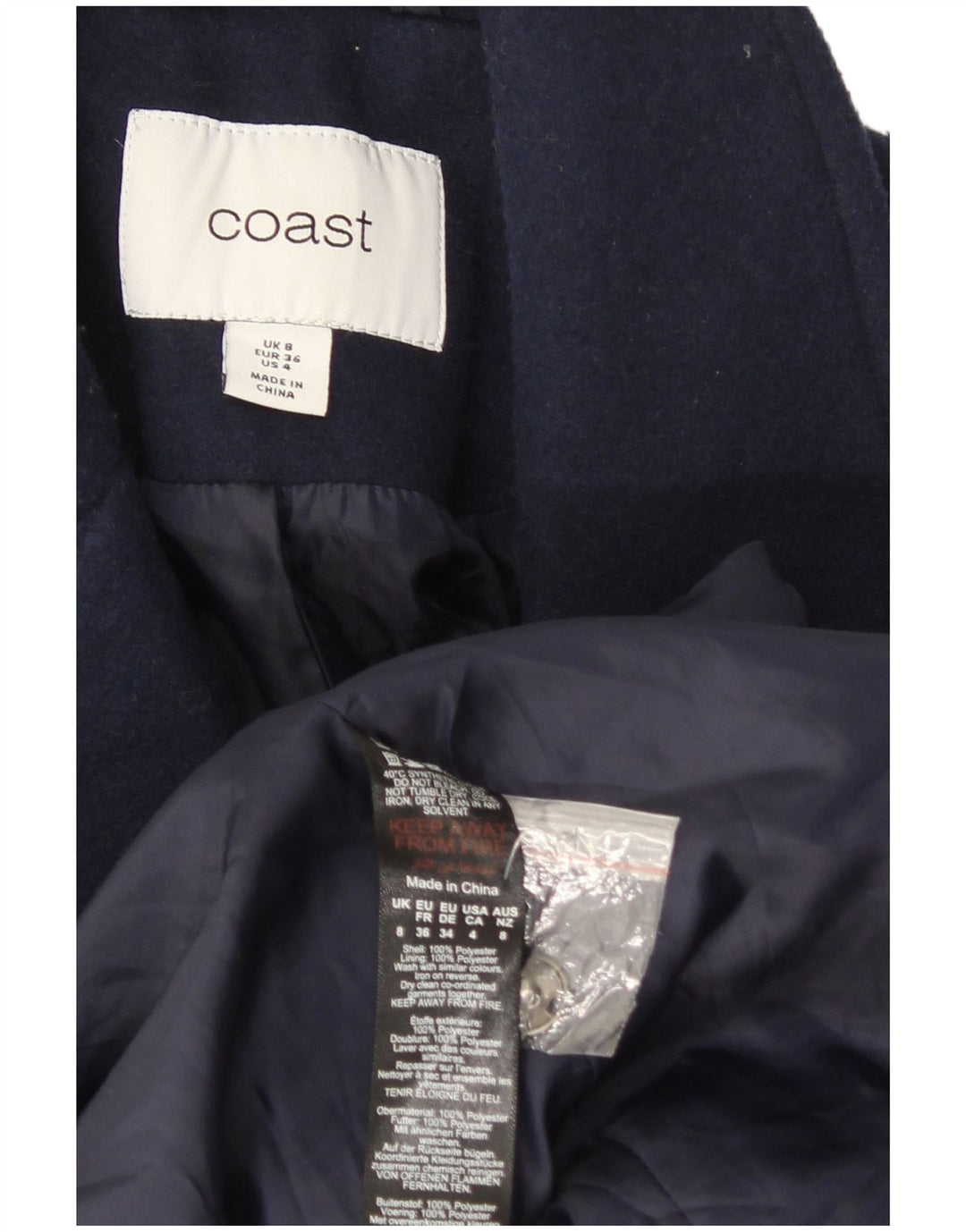 Abrigo Coast para mujer UK 8 Small Poliéster azul marino