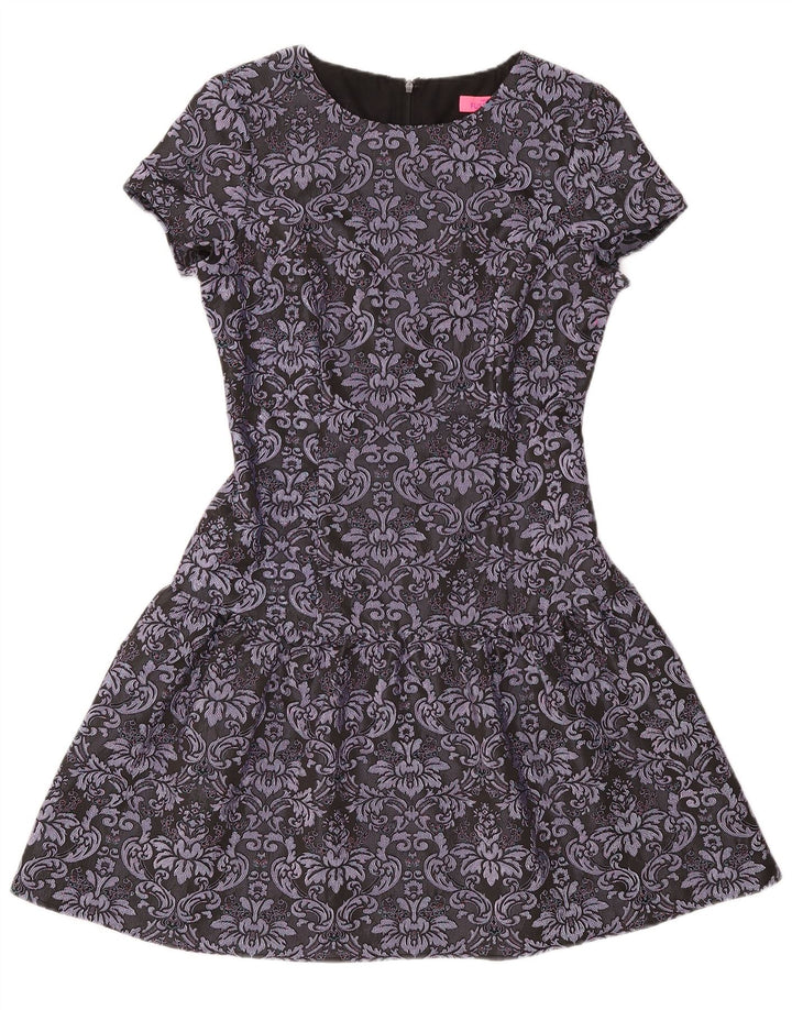 Monsoon Womens A-Line Dress UK 10 Small Grey Paisley Polyester