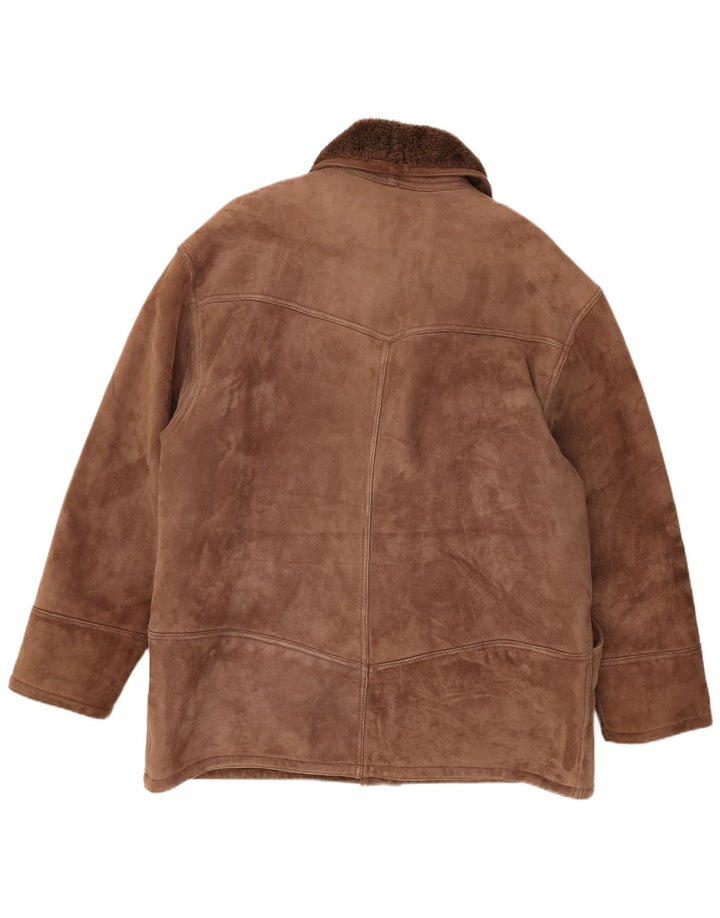 Vintage Mens Shearling Jacket IT 54 2XL Brown Shearling