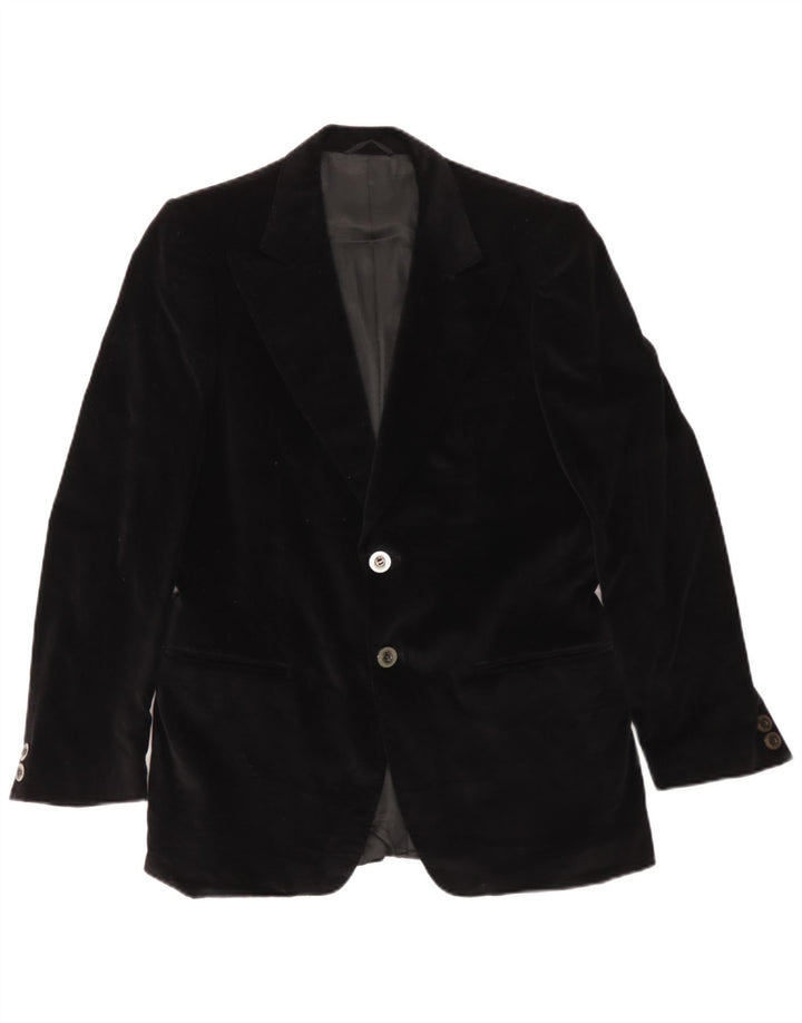 Giacca blazer in velluto da uomo a 2 bottoni Issimo UK 36 piccola nera