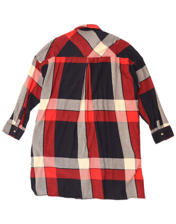 Zara Vestido Camisero De Franela De Corte Holgado para Mujer UK 46 Large Multicolor Check