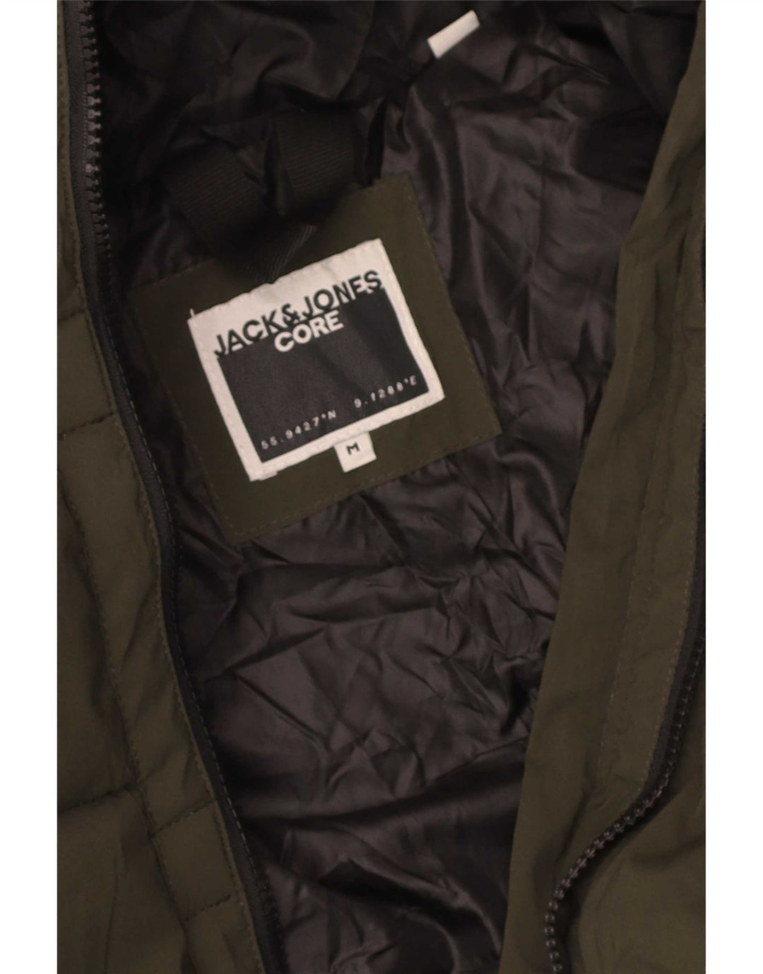 Jack & Jones Mens Graphic Hooded Padded Jacket UK 38 Medium Green