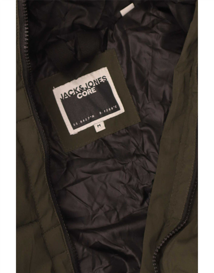 Jack & Jones Mens Graphic Hooded Padded Jacket UK 38 Medium Green