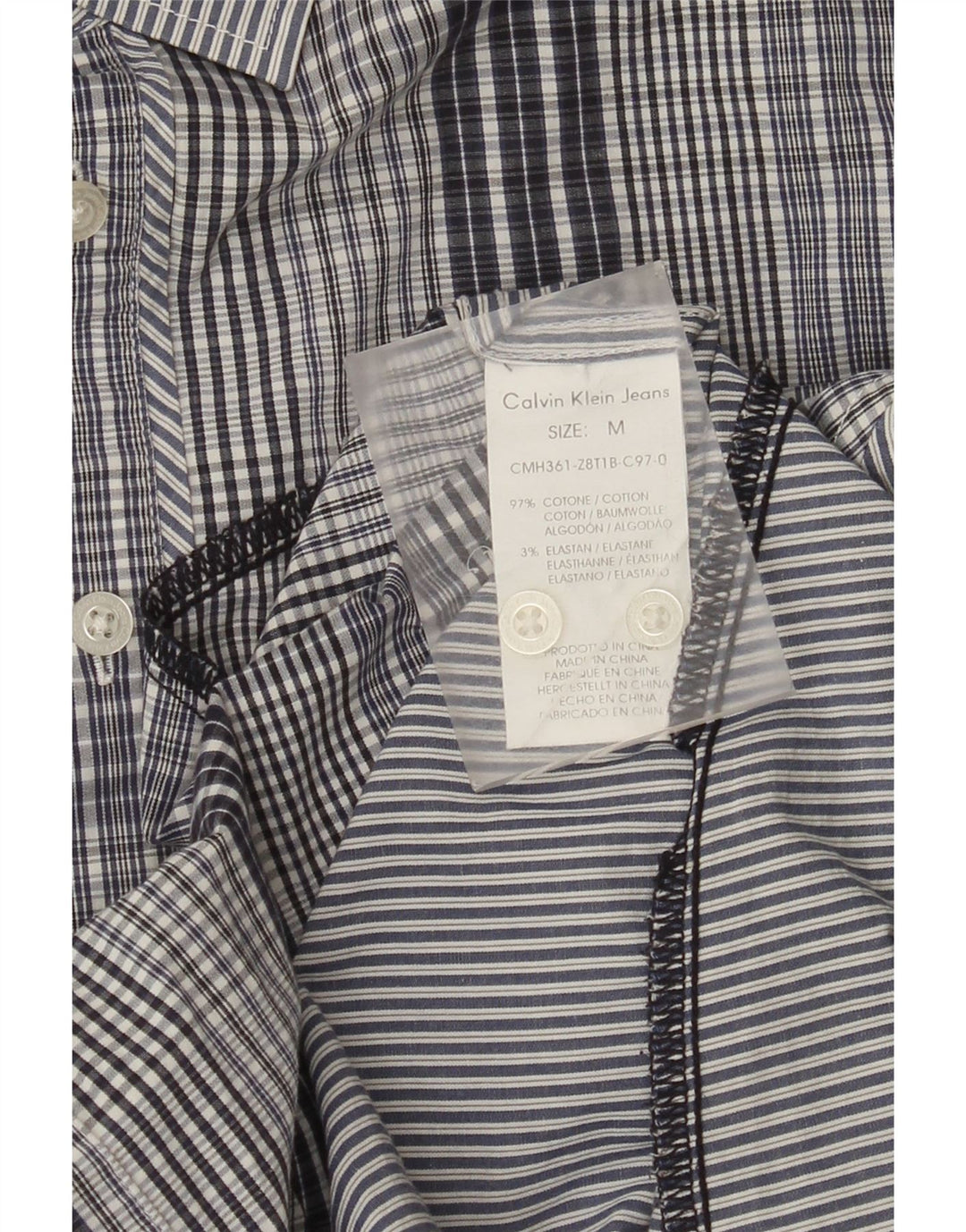 Camicia da uomo Calvin Klein Jeans in cotone a quadri blu medio