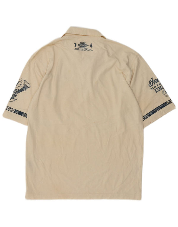 Polo grafica da uomo Foxhound in cotone beige medio retrò