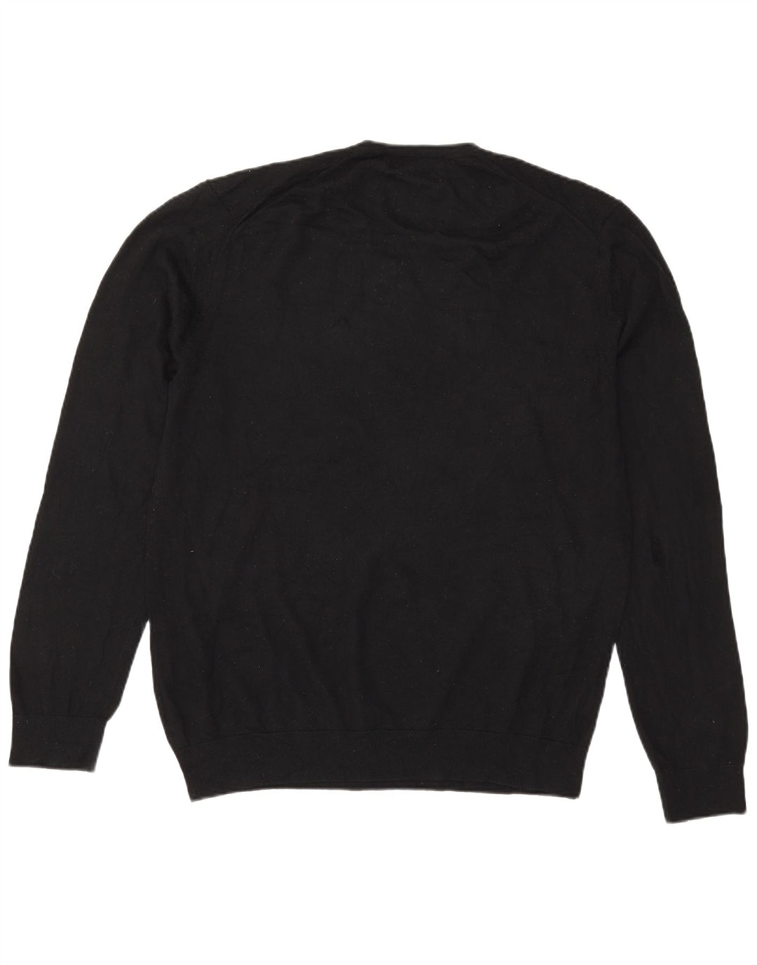 Marks & Spencer Mens V-Neck Jumper Sweater XL Black Merino Wool