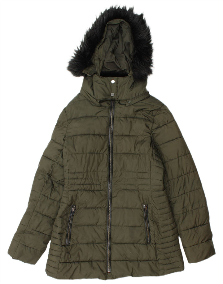 HOBBS Polstret hættejakke til kvinder UK 10 Small Khaki Polyester