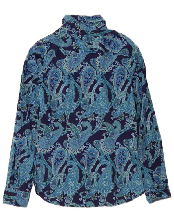 Tommy Hilfiger Womens Classic Fit Shirt UK 10 Small Blue Paisley Modern