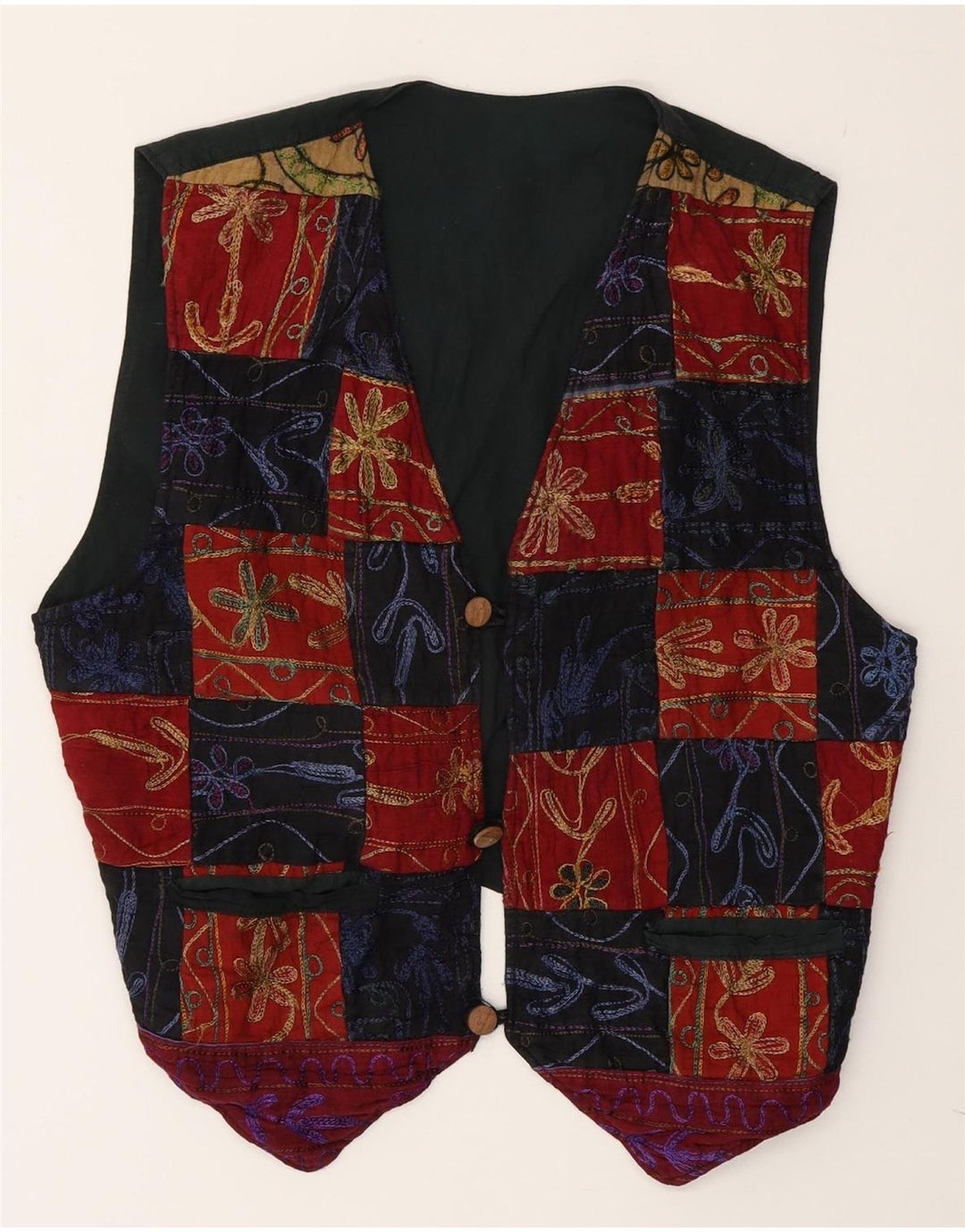 Vintage Herrenweste, groß, mehrfarbig, Patchwork-Baumwolle