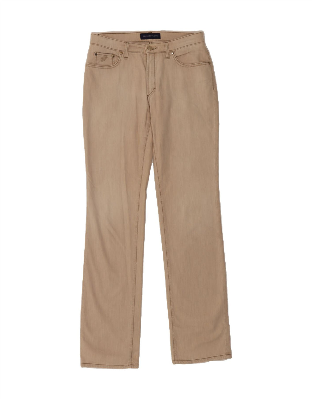 TRUSSARDI Womens Straight Jeans W28 L34 Beige Cotton Vintage Trussardi and Second-Hand Trussardi from Messina Hembry 