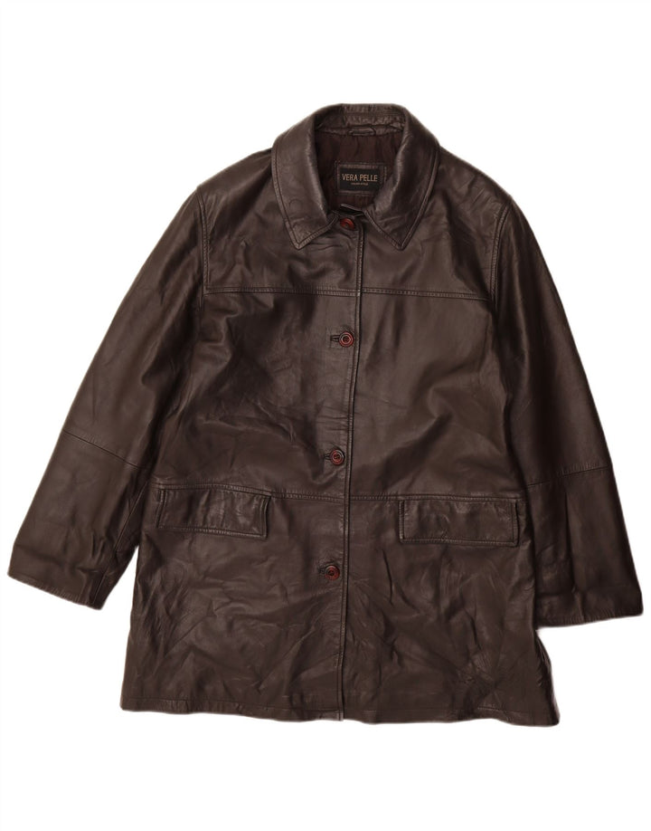 Cappotto in pelle da donna vintage IT 46 grande in pelle nera