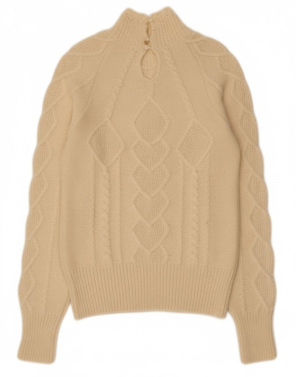 Maglione maglione da donna con collo alto Stefanel UK 18 XL acrilico bianco sporco