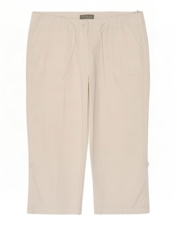 Pantaloni Capri a vita alta da donna Marks & Spencer UK 16 Large W34 L22 Bianco