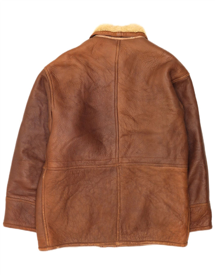Jaqueta masculina vintage Shearling UK 38 marrom médio