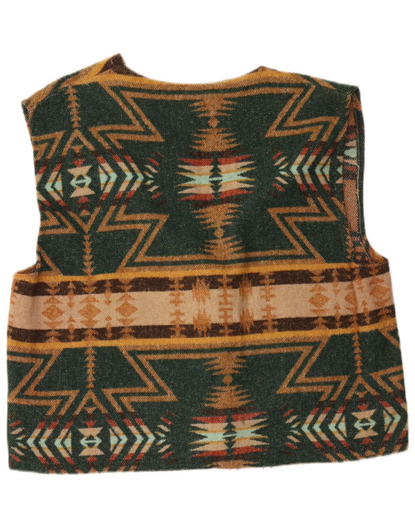 Vintage Herren Weste XL Grün Geometrisch Azteken