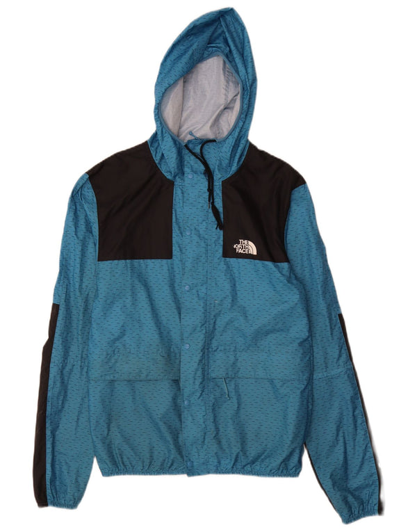 The North Face Mens Hooded Rain Jacket Small Blue Polyester