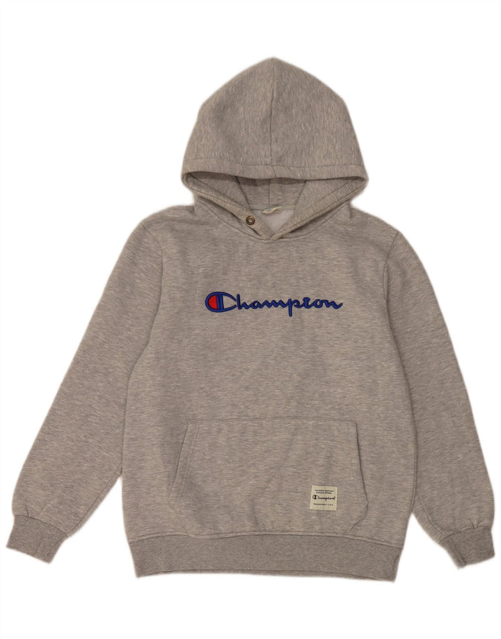 CHAMPION Womens Graphic Hoodie Jumper UK 14 Medium Grey